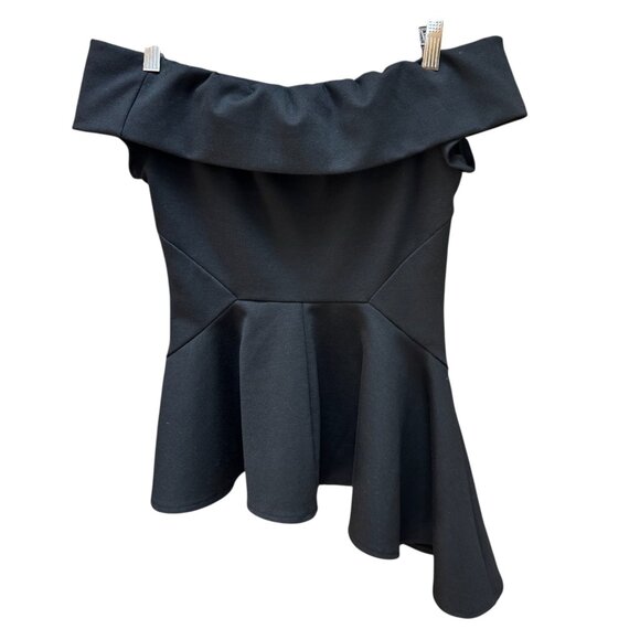 Lulus Top Black Off-Shoulder Asymmetrical Hem Peplum Edgy Dark Fairy S - Picture 4 of 6